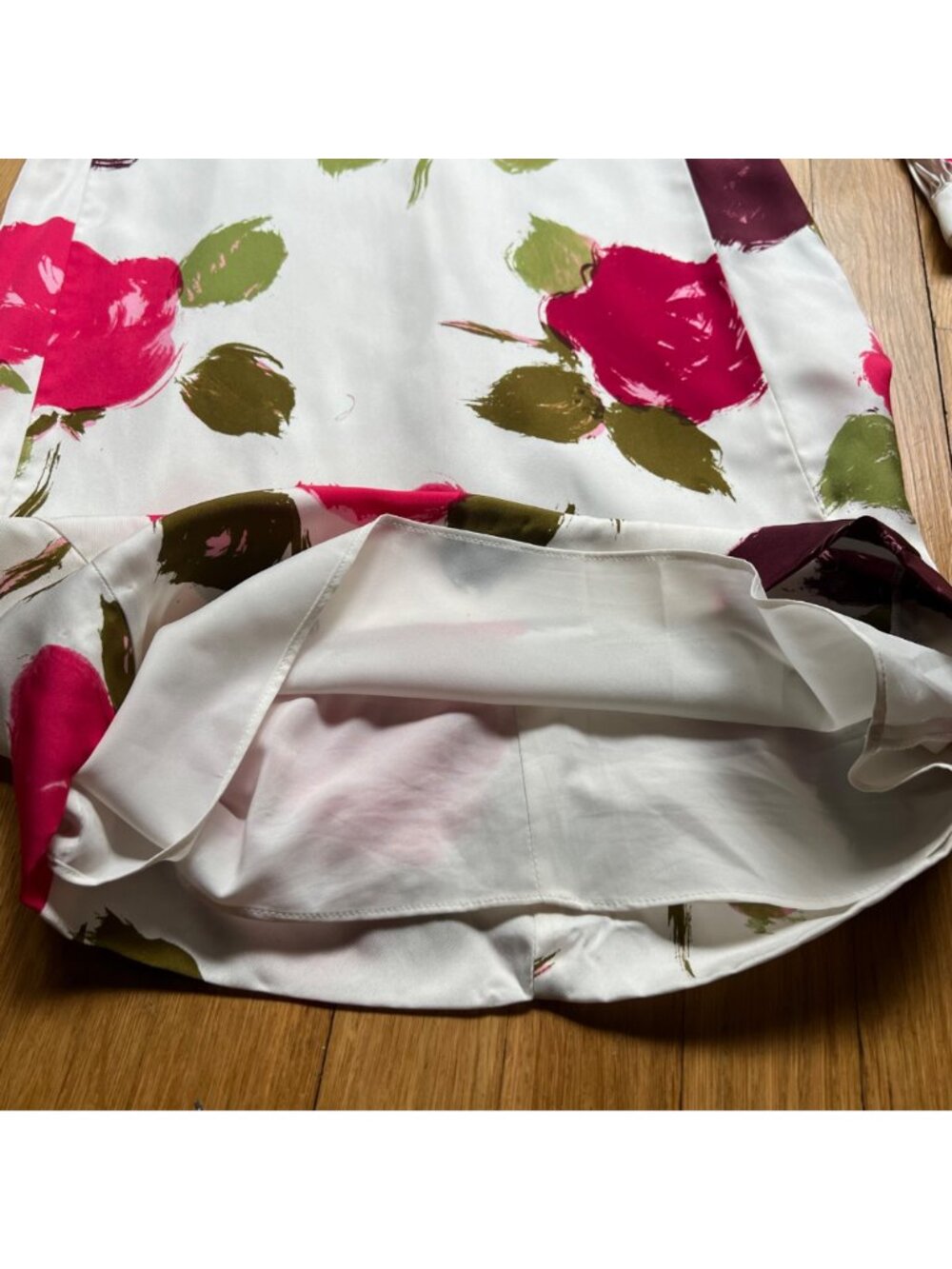 Kate Spade New York Size XXS Red Green Just Rosy Silk Blend Floral Shift Dress - Picture 6 of 16